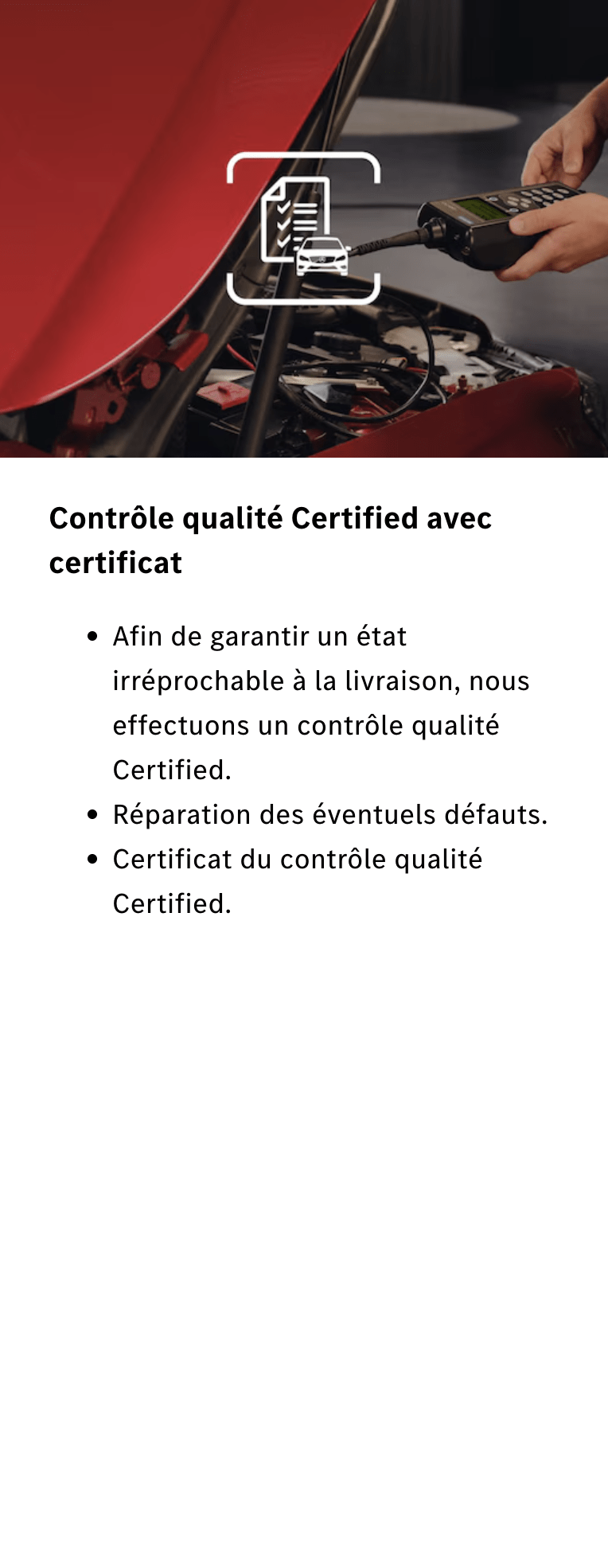 Contrôle qualité Certified avec certificat