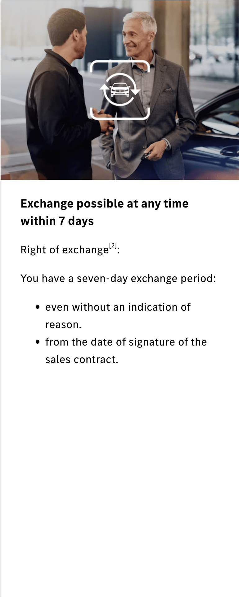 Exchange possible at any time within 7 days