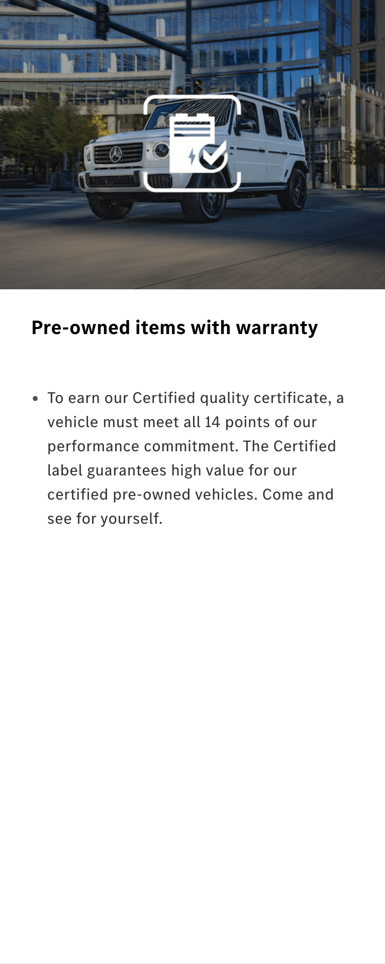 Pre-owned items with warranty