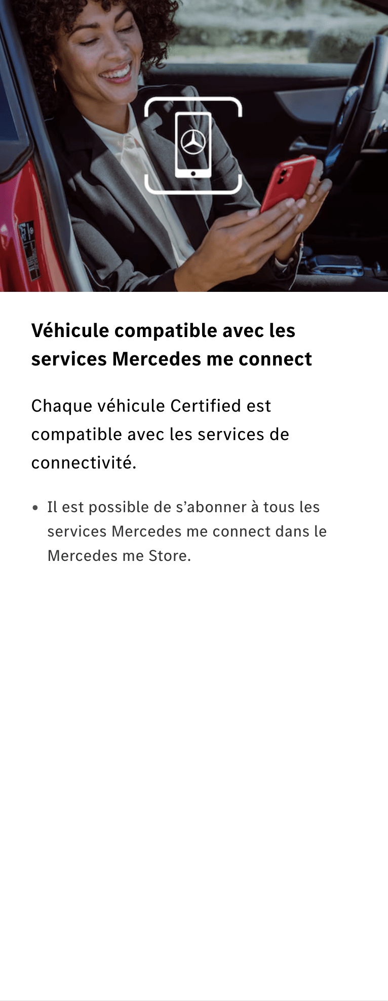 Véhicule compatible avec les services Mercedes me connect